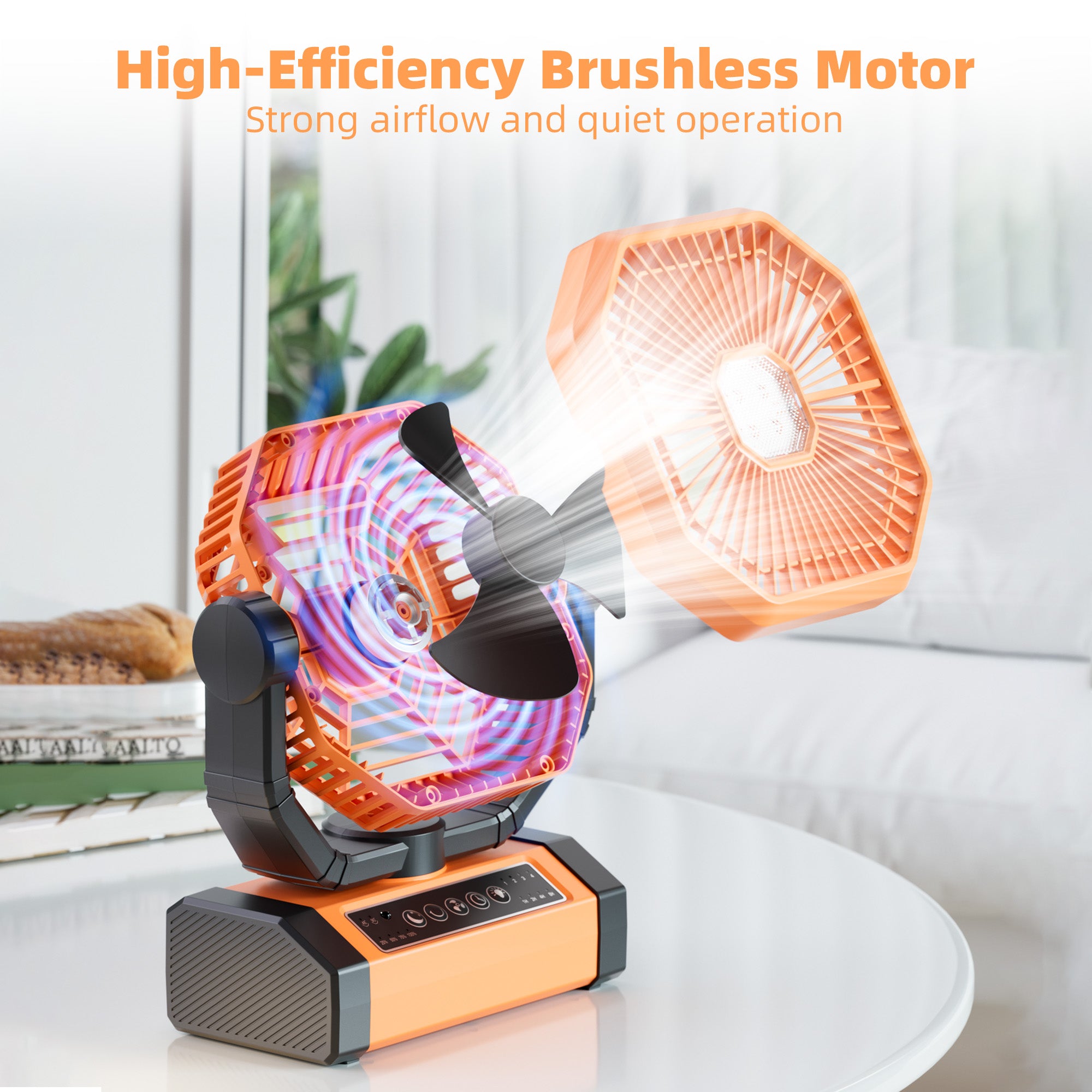 Xtao Portable Table Fan, 20000mAh Rechargeable Cordless Ventilator w/ LED Lantern, Remote, Hanger Hook, Timer, 270° Pivot 90° Oscillating 4 Speed Quiet Brushless Motor, Indoor & Outdoor Garden Patio Xtao Portable Table Fan, 20000mAh Rechargeable Cordless Ventilator w/ LED Lantern, Remote, Hanger Hook, Timer, 270° Pivot 90° Oscillating 4 Speed Quiet Brushless Motor, Indoor & Outdoor Garden Patio